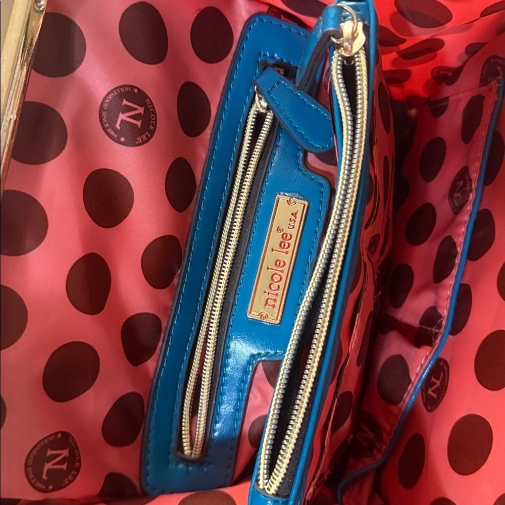 Nicole Lee Multicolor Striped Satchel with Pink Handles - Picture 14 of 15